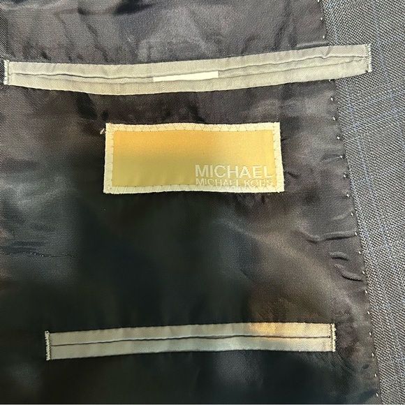 Michael Kors men's navy blue windowpane wool blazer or sport coat Size 41L - Picture 9 of 10